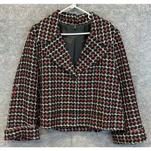 BRIGGS NEW YORK Women’s Blazer 16 Tweed Black Red White Gray Lined Fall Jacket